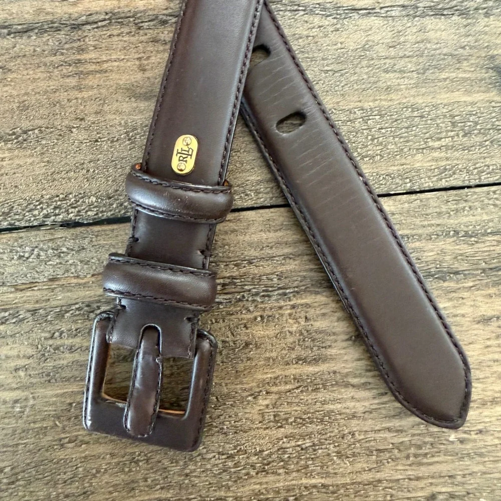 Lauren Ralph Lauren Dark Brown Italian Leather Belt Wrapped Buckle Large‎ 38